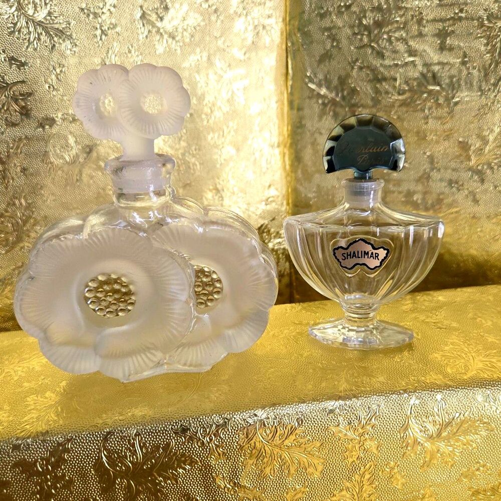 Guerlain Paris Crystal Batwing Shalamar and Art Deco Deux Poppies Flacon Bottles